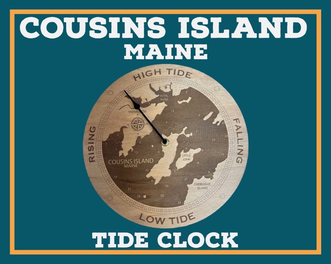 Cousins Island, ME Tide Clock Custom Hand Made, Stained or White Wash