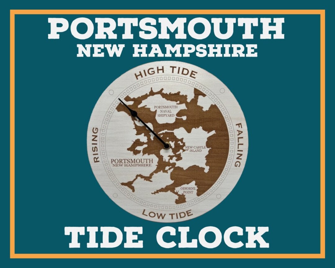 Portsmouth, NH Tide Clock Custom Hand Made, Stained or White Wash