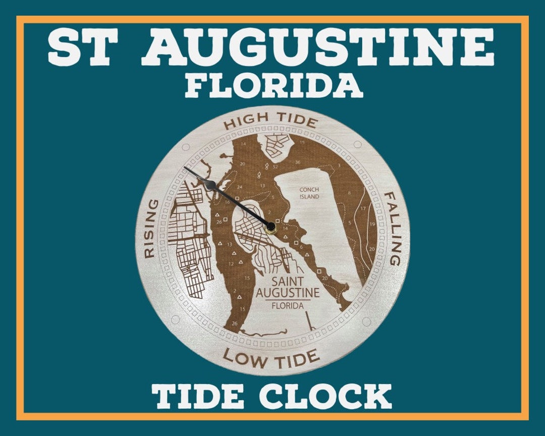 St Augustine, FL Tide Clock Custom Hand Made, Stained or White Wash
