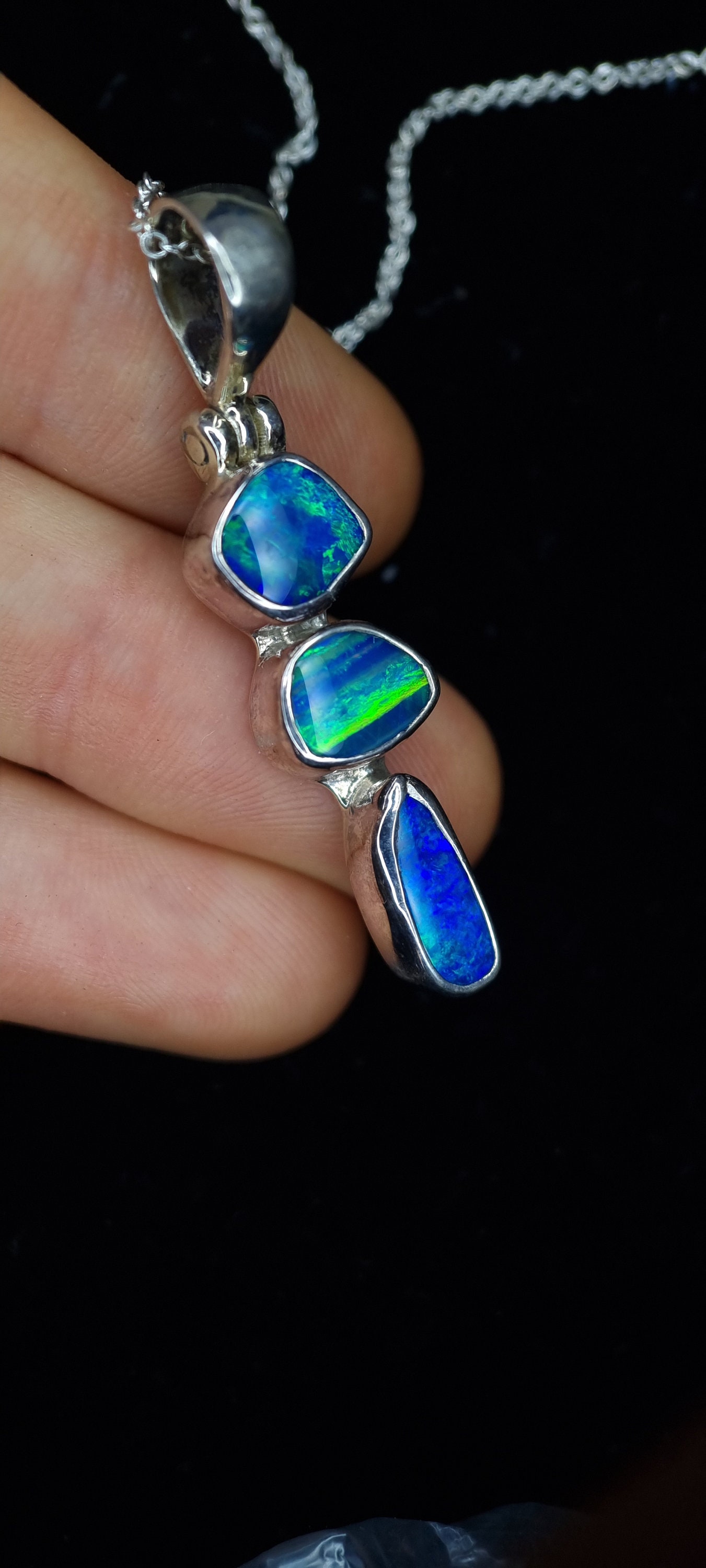 Pendentif Opale Doublette Splendide - Neuf Sans Emballage - Pierre Naturelle Aux Reflets Changeants - Pièce Unique