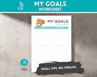 My Goals PDF worksheet | Small Sips Big Dreams | Daily Goals Tracker | Growth Planner