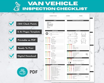 PDF Van Vehicle Inspection Checklist | Auto Repair | Car Safety | Vehicle Maintenance | Car Repair | Car Inspection | Auto Inspection