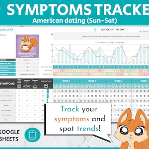 2025 Symptoms Tracker (Sun-Sat) Google Sheets Template | Health Tracker | Pain Journal | Headache | Fatigue | Cancer | Anxiety