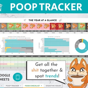 Google Sheets Poop Tracker | Poop Log | Poop Journal | Bowel Movement | Food Sensitivity | Food Intolerance | Colitis Gastritis Celiac IBS