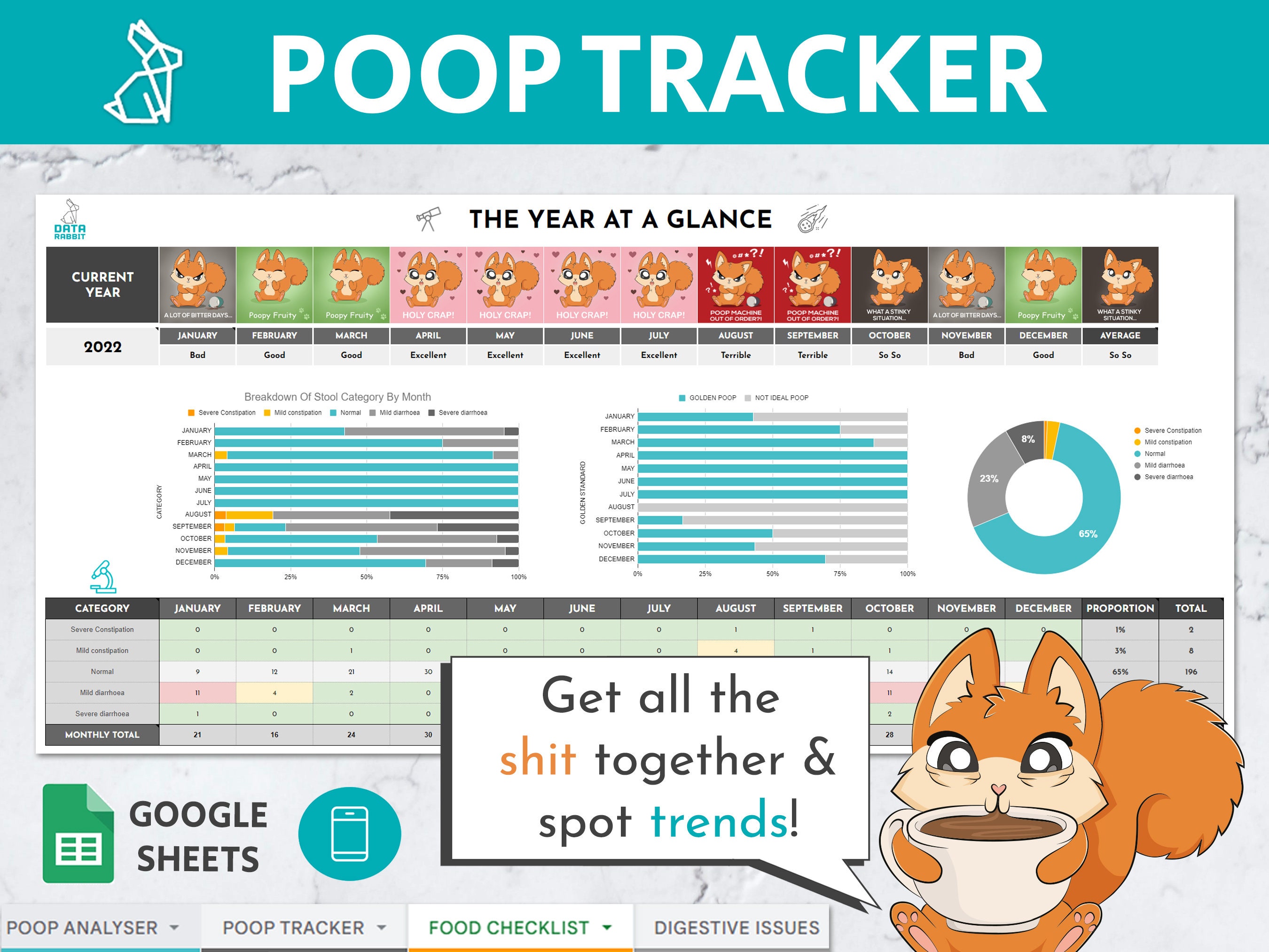 Google Sheets Poop Tracker Poop Log Poop Journal Bowel Movement Food