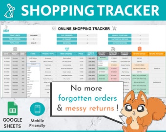 Online Shopping Tracker | Editable & Printable Google Sheets Parcel Tracker | Online Order Tracker | Wish List | Mail Post Package Delivery