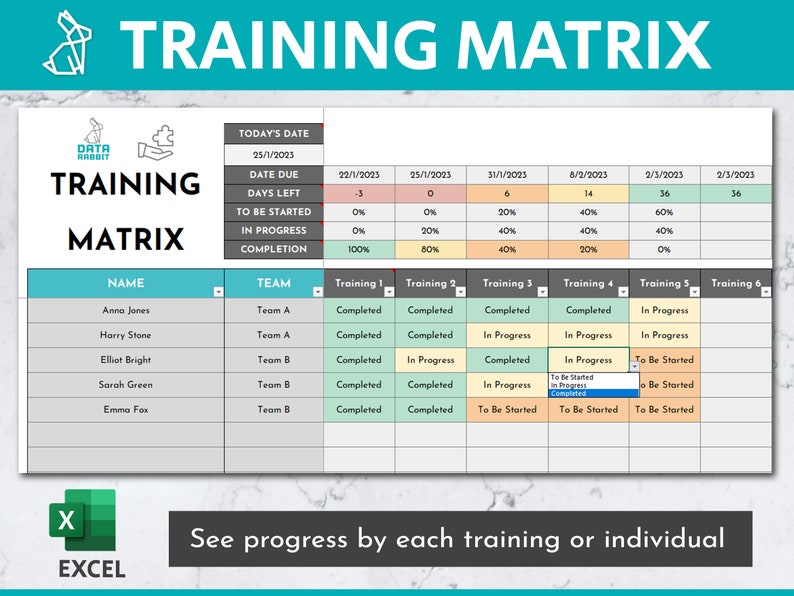 Employee Training Excel Template Training Matrix Skills Etsy