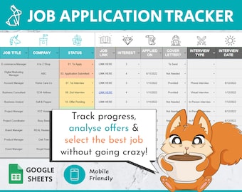 Job Application Tracker | Digital & Editable Google Sheets | Job Application Template | Job Search Tracker | Job Application Spreadsheet