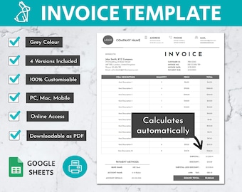 Automated & Editable Google Sheets Invoice Template | Business Invoice | Order Form | Invoice Generator | Receipt Template | Sales Invoice