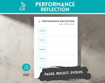 PDF Self-Reflection Worksheet – Pause Reflect Evolve | Printable Performance Review Template | Personal & Professional Use