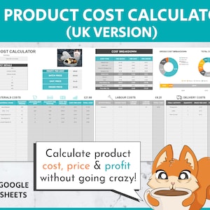 Product Cost Calculator (UK) Google Sheets Template | Cost Calculator | Profit Calculator | Price Calculator | Pricing Spreadsheet