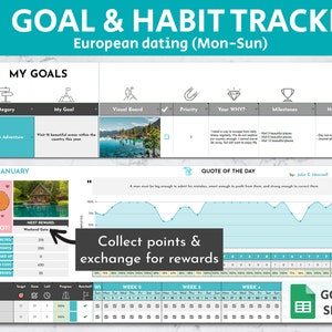 Fun 2025 Goal Planner & Habit Tracker Bundle | Mon - Sun | Habits Tracker Google Sheets Template | Habit Tracker Spreadsheet | Goal Tracker
