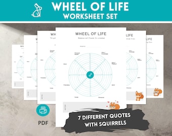 Wheel of Life Worksheet Set: Motivational Self-Reflection Tool (PDF Download)