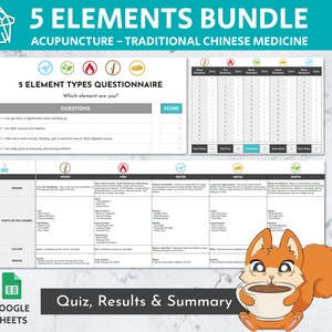 Traditional Chinese Medicine 5 Elements Bundle On Google Sheets | Acupuncture | Alternative Medicine | Holistic Health