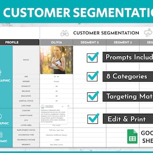 Target Audience Google Sheets Template | Target Market | Marketing Plan | Marketing Strategy | Customer Analysis | Marketing | Business Plan