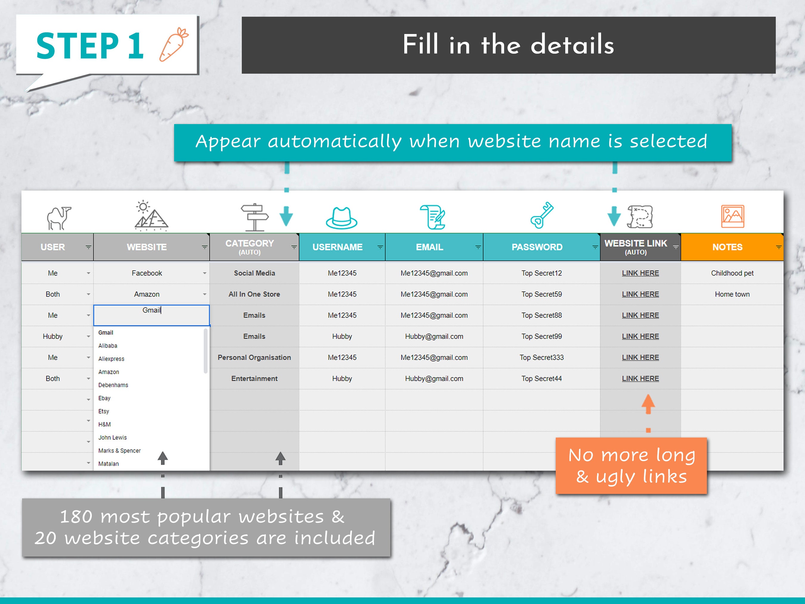 Password Manager Google Sheets Template