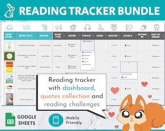 Reading Tracker Bundle Google Sheets| Reading Journal | Reading Log | Books Read Tracker | Book Journal | Book Lover Gifts | Bookish Gifts