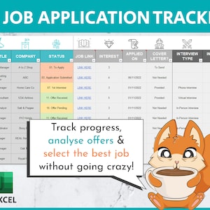 Job Application Tracker Excel Template | Job Application Template | Job Search Tracker | Job Application Spreadsheet