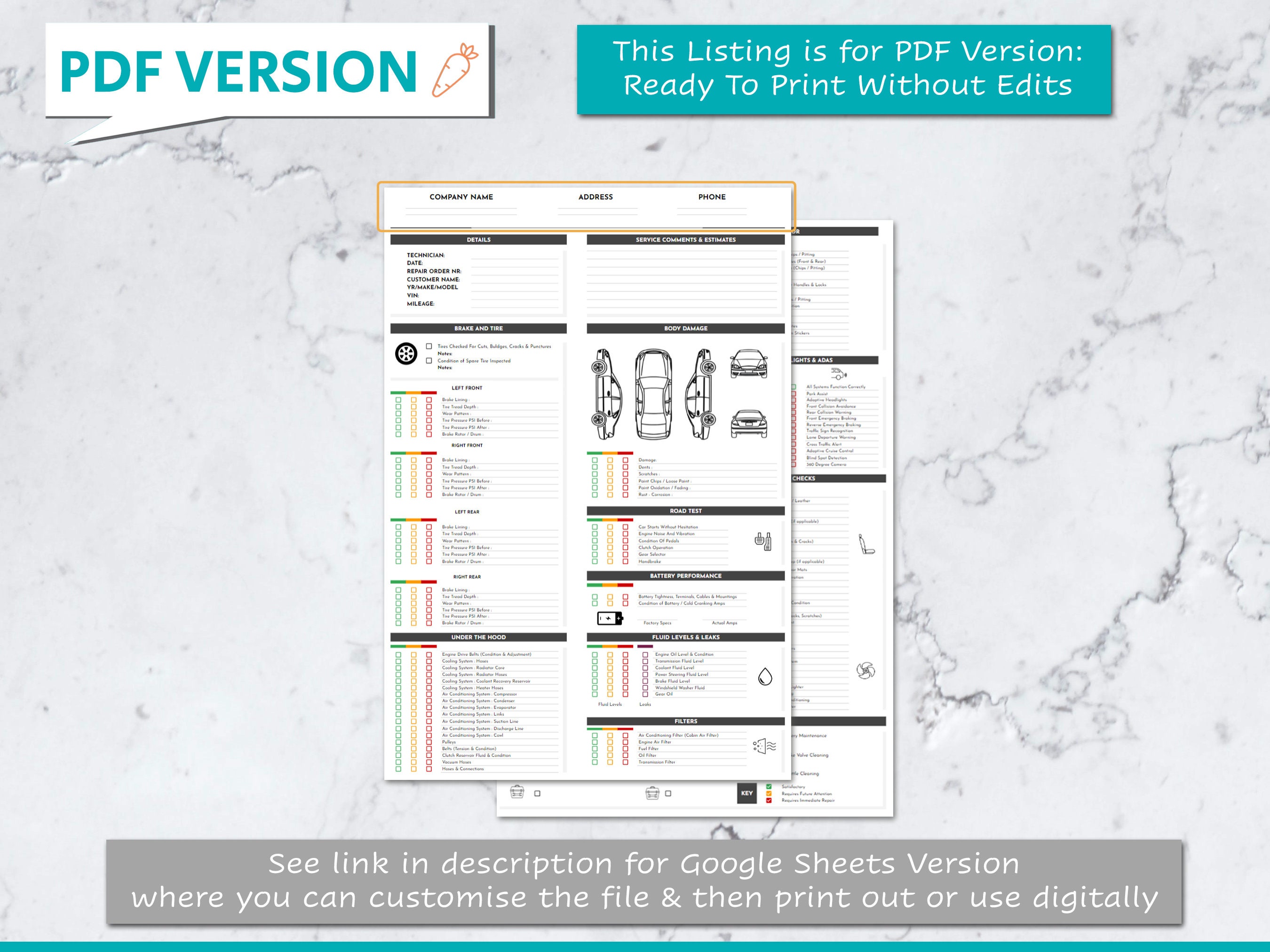 Auto Repair Shop Multi Point Checklist.pdf PDF 200+ Point Vehicle Inspection Checklist | Auto Repair | Car Safety ...