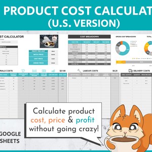 Product Cost, Price & Profit Calculator Google Sheet Template | Cost Calculator | Price Calculator | Pricing Spreadsheet | Profit Calculator