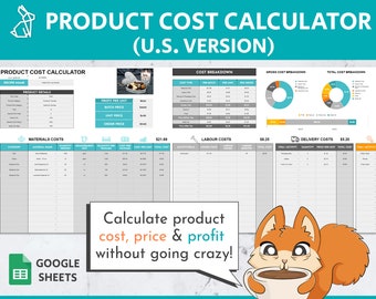 Product Cost, Price & Profit Calculator Google Sheet Template | Cost Calculator | Price Calculator | Pricing Spreadsheet | Profit Calculator