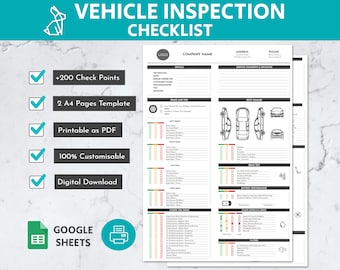 200+ Point Vehicle Inspection Checklist: Printable Car Safety Maintenance (Google Sheets, PDF)