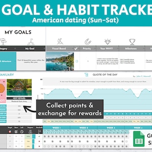 Fun 2025 Goal Planner & Habit Tracker Bundle | Sun - Sat | Habits Tracker Google Sheets Template | Habit Tracker Spreadsheet | Goal Tracker