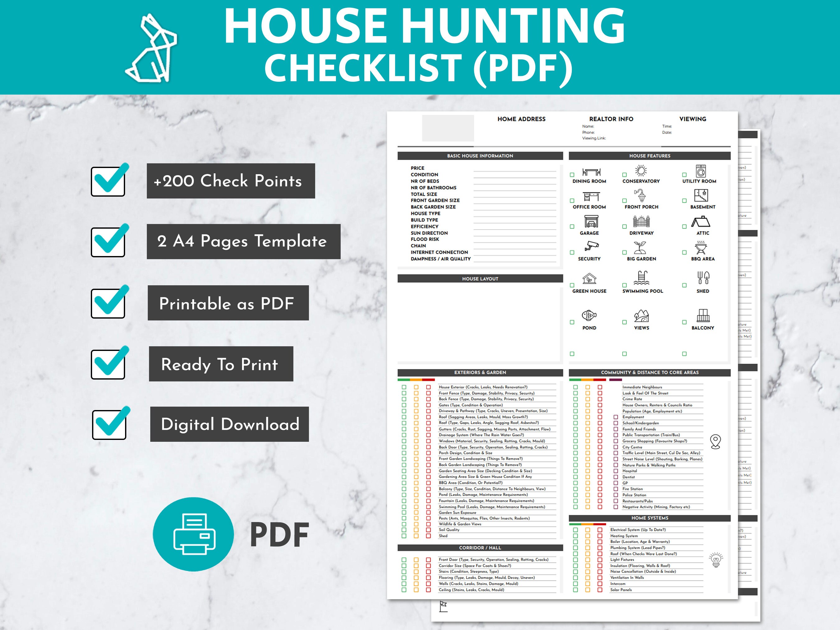 PDF House Viewing Checklist | Over 200 Things to Check Before You Buy a ...