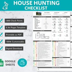 House Viewing Checklist | Google Sheets | +200 Things to Check Before You Buy a Home | Home Buyers | House Buying | Home Checklist