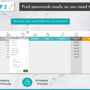 Password Manager Google Sheets Template | Password Log | Login Tracker | Password | Password List | Password Sheet | Account Tracker image 3