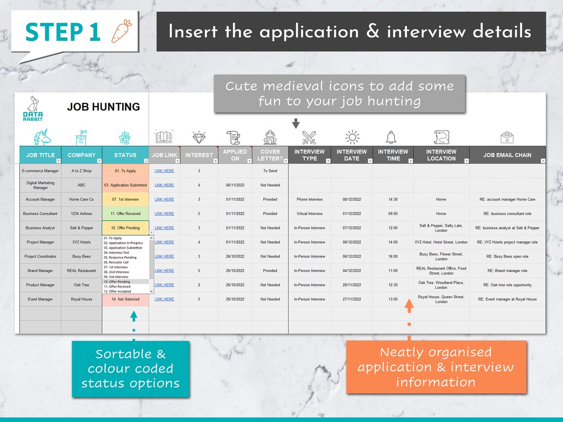 Job Application Tracker Excel Template | Job Application Template | Job ...