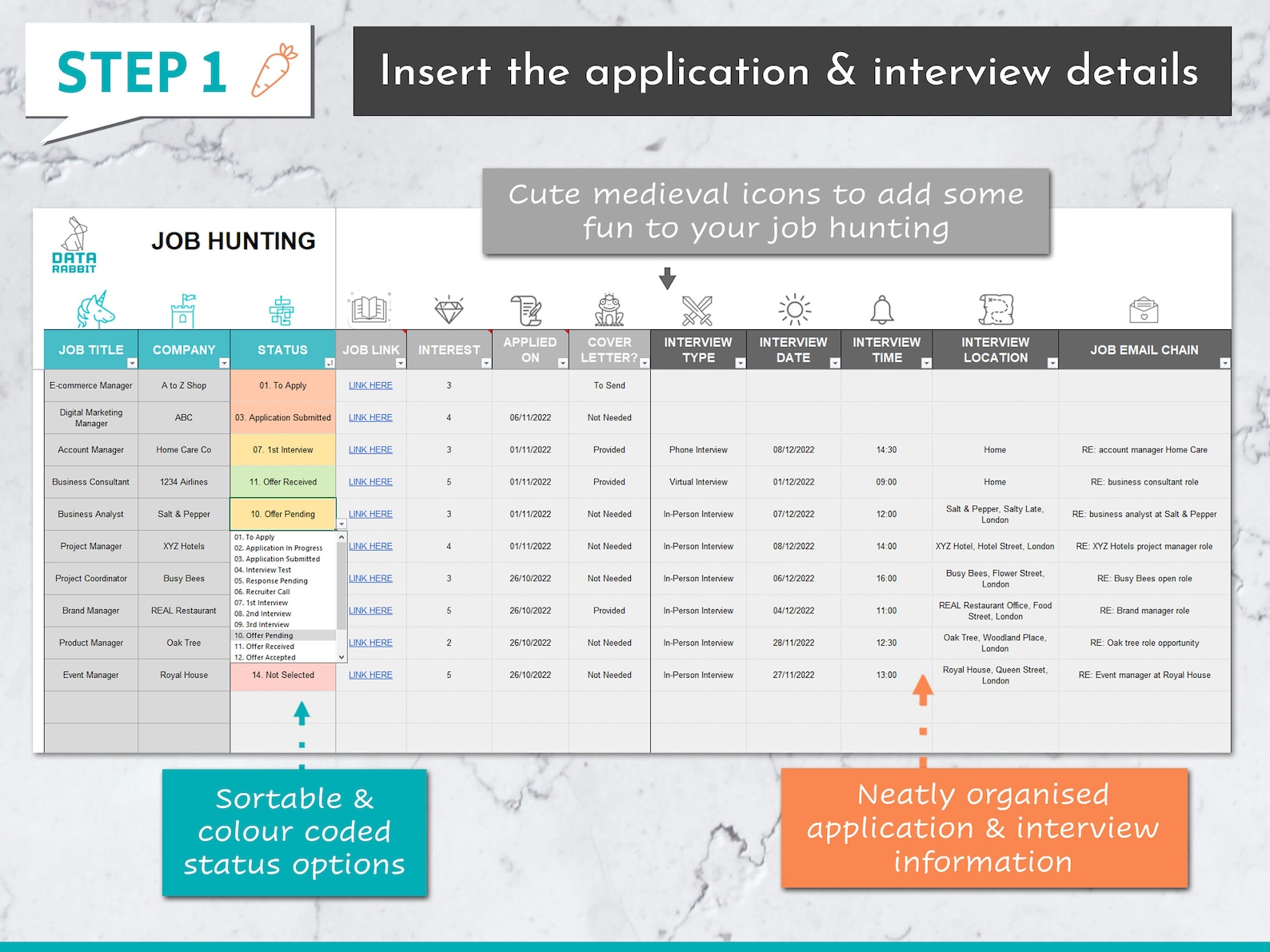 Job Application Tracker Excel Template | Job Application Template | Job ...