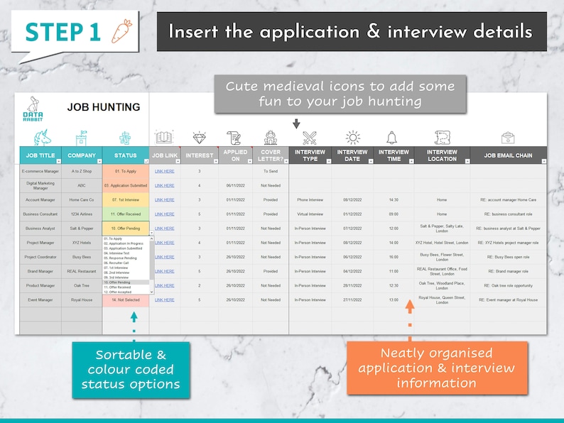 Job Application Tracker Excel Template | Job Application Template | Job ...