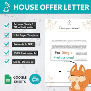 Home Offer Letter Template For Single Professional | House Offer Letter | House Buying Letter | Home Letter | Home Buyer Offer Letter