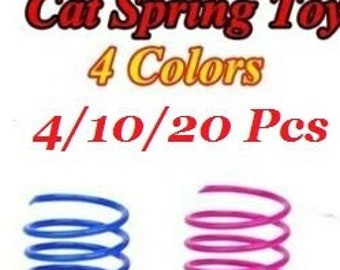 Pet Cat Sets of 4/10/20 Plastic Toy Colorful Springs Wide Durable Heavy Gauge Funny