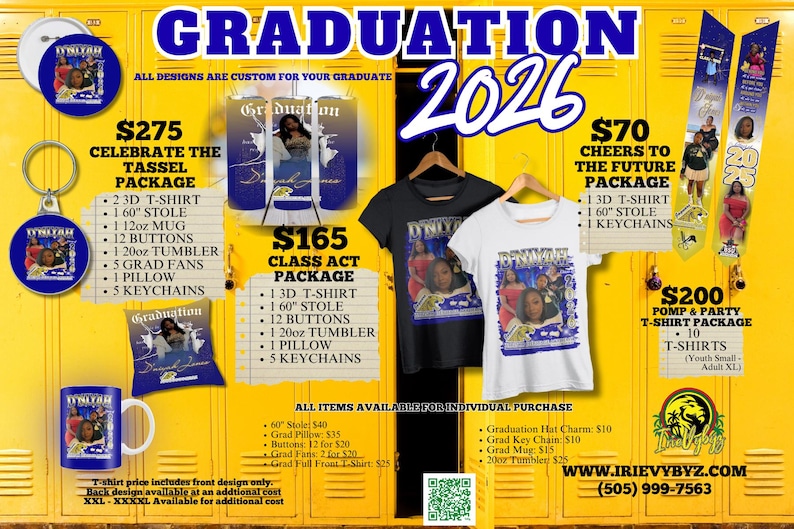 Staffelung 2026 Benutzerdefinierte Pakete | Personalisierte Grad T-Shirts, Stolen & Geschenke | Irie Vybyz Zoll Bild 1