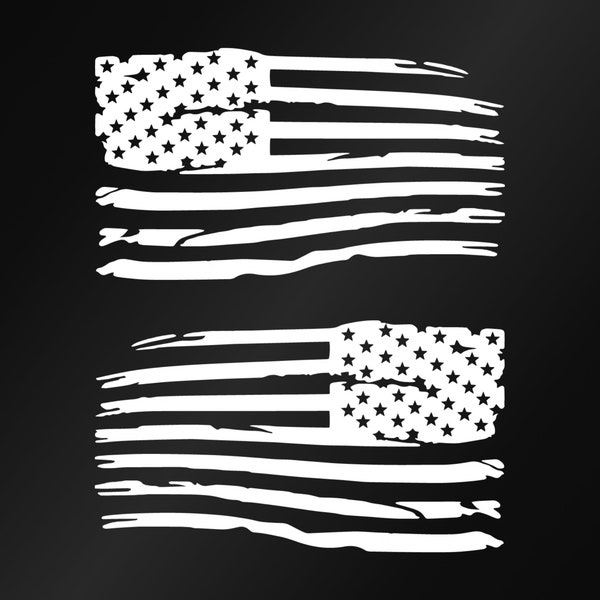 Pair of Distressed American Flag Vinyl Decals