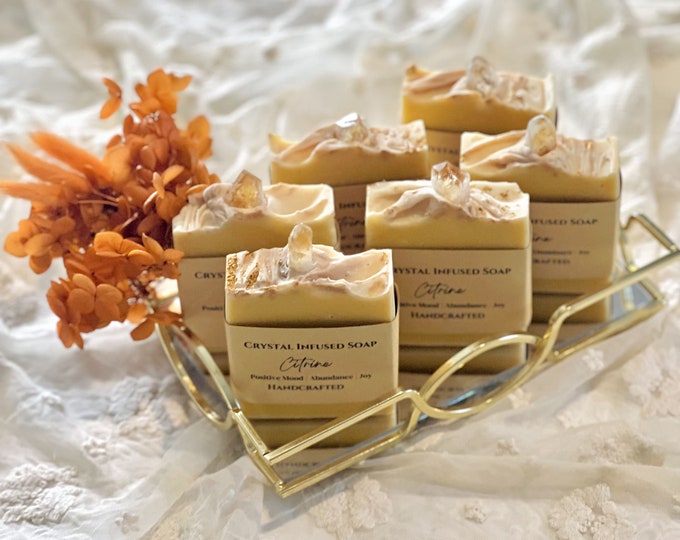 Citrine Crystal Infused Luxurious Handmade Soap * Christmas Gift for friends and family * Xmas gift for teachers * Luxury Wedding Favors