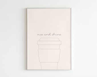 Modern Minimalist Coffee Design Digital Download Print / Neutral Kitchen Wall Decor