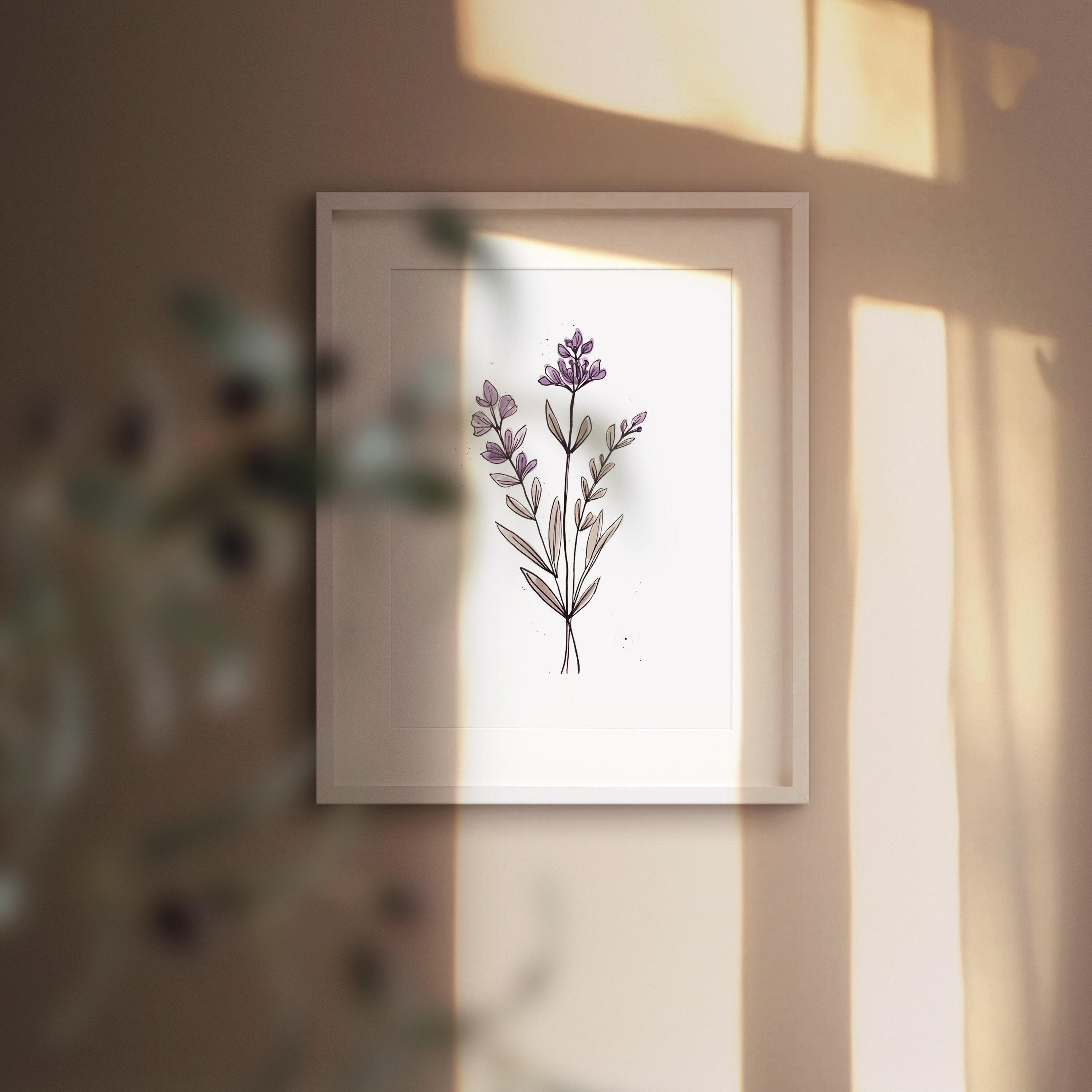 Lavender Boho Floral Art Prints, Set of 2 Wall Art, Purple Flower ...