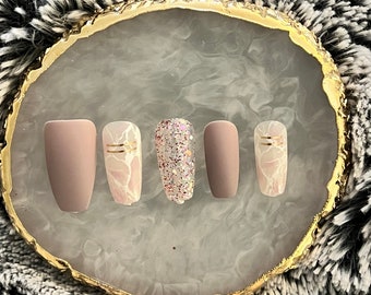 Purple/Gold/Marble/Press on Nails/Nails/Glue on Nails/RTS/Sparkle/Glitter
