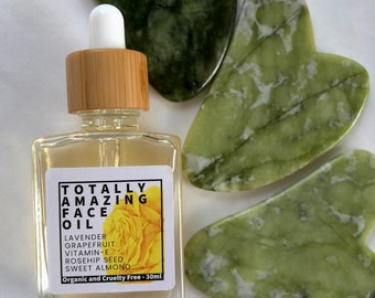 Totally Amazing Face Oil 30ml & Solid Jade Gua Sha Stones - individual or great value bundle