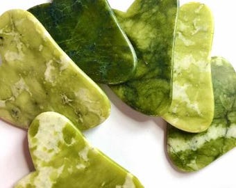 Green Solid Jade Gua Sha Stone and Handmade Cotton Pouch, Gua Sha & Totally Amazing Face Oil Bundles