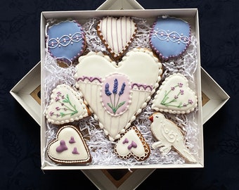 Royal Icing Dekorierte Kekse Set Süße Geschenkbox Plätzchen Valentinstag Geburtstag Muttertag Handgemachte Lebkuchen Honig Kekse