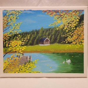 Lac en photo de décoration d’automne