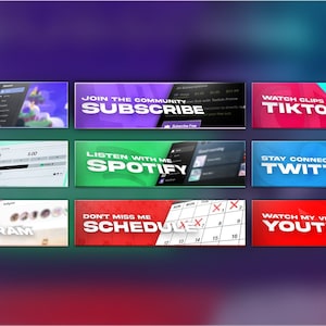 9 professionele Twitch-panelen | Sociale media-panelen | Twitch-panelen | 9 kleurrijke panelen
