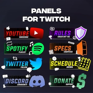 カラフルなTwitchパネル | ソーシャルメディアアイコン8個パック（デジタルダウンロード）