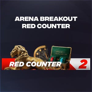 May include: A promotional image for "Arena Breakout Red Counter" featuring a golden lion statue, a clock, and a green box with red and blue gems. The text "Arena Breakout Red Counter" is displayed in white, with "Red Counter" on a red banner.