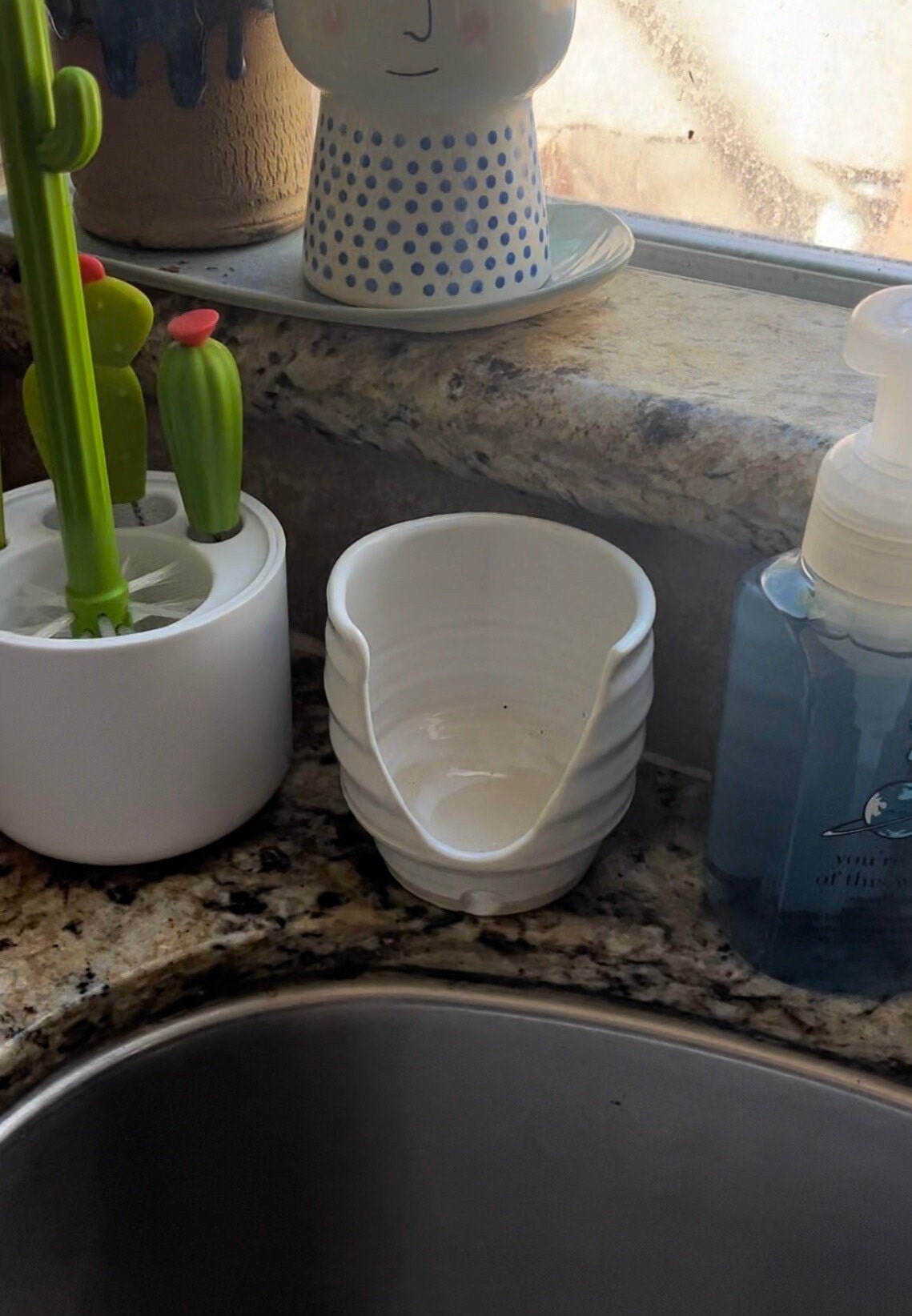 Ceramic Liquid Soap, Soap Dispenser With a Sponge Holder, Liquid Soap,  Kitchen Soap Pump, Handmade Kitchen Decor, Rustic Pottery, Moms Gift 