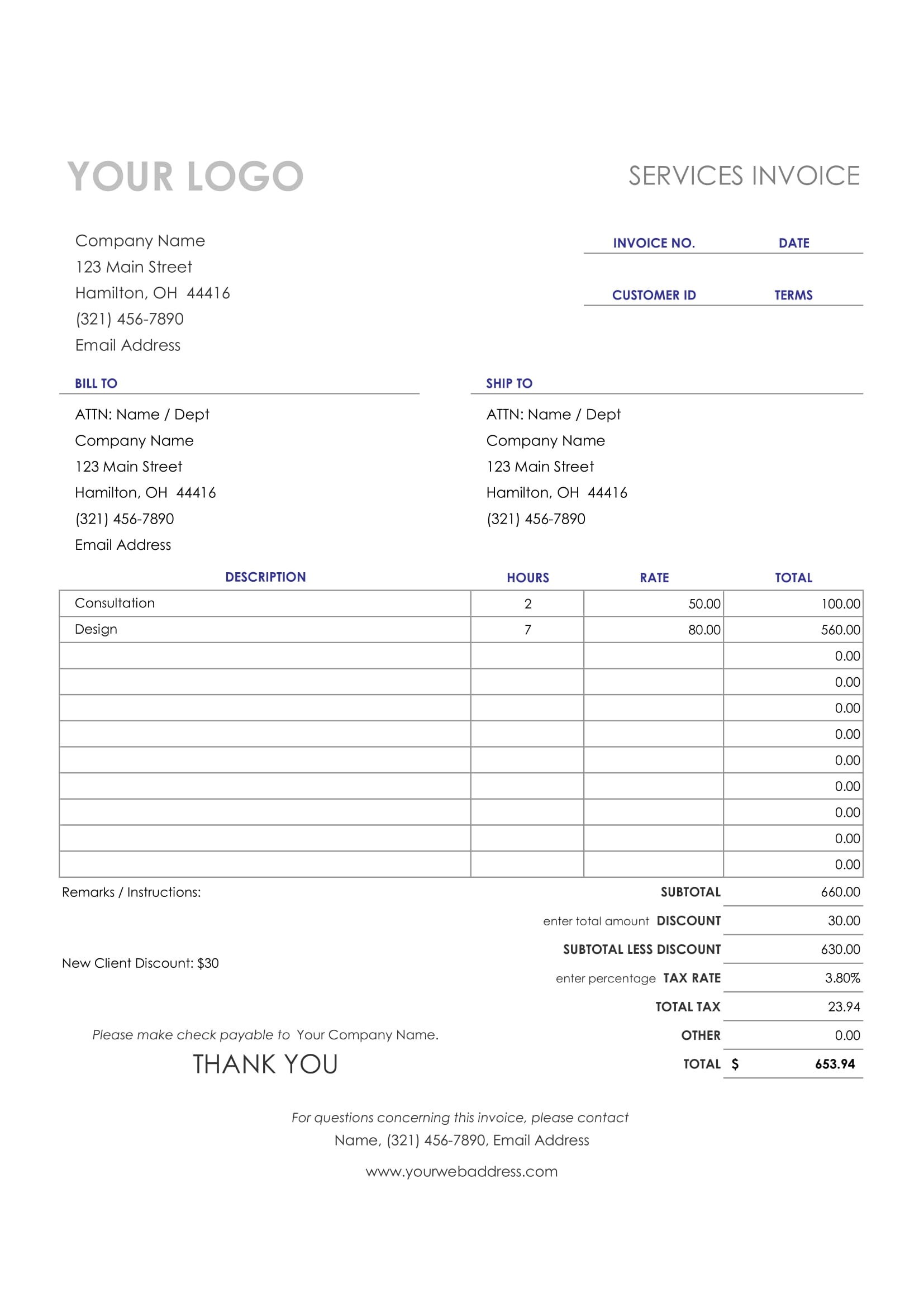 10 Invoice Templates Excel/word/pdf. Business Invoice. Service Invoice